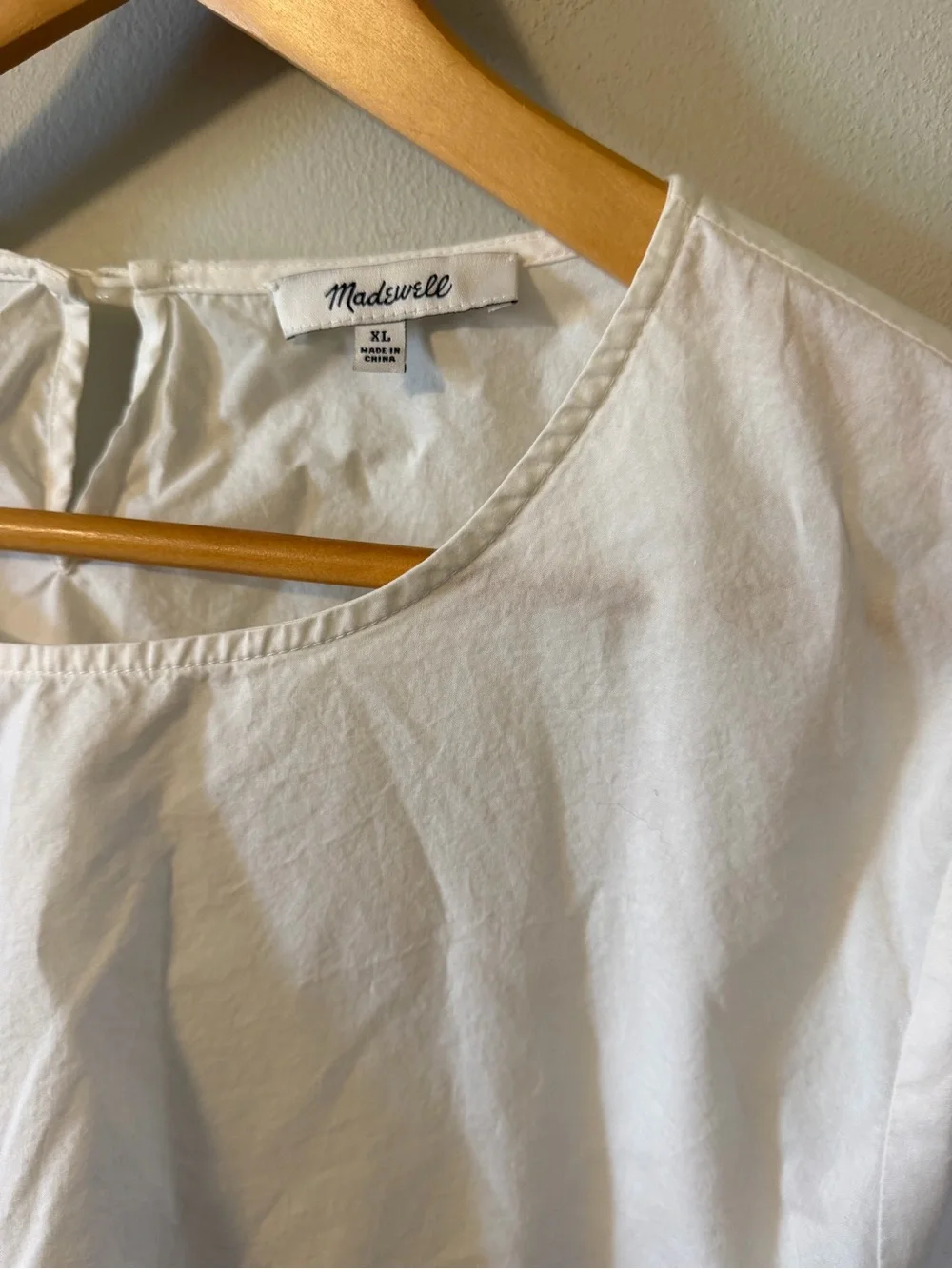 Madewell Tiered Puff Sleeve Cotton Blouse in White Puff XL